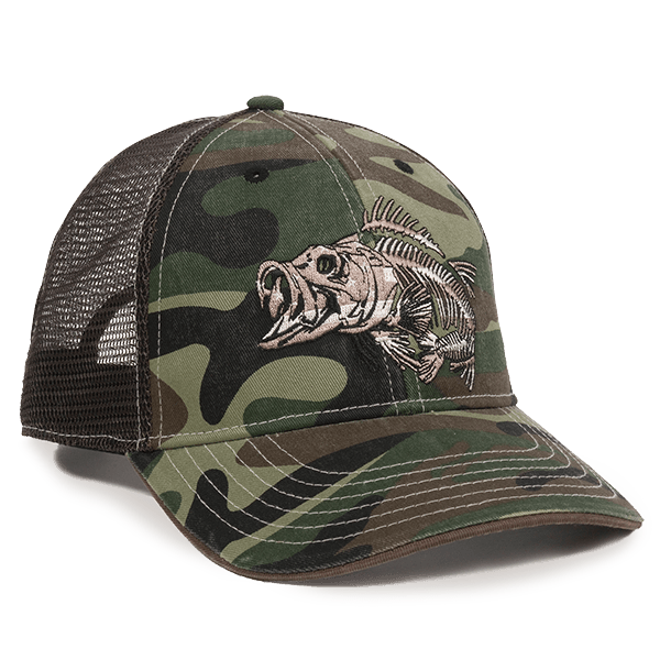 Camo Mesh Back Hat with Bonefish Embroidery