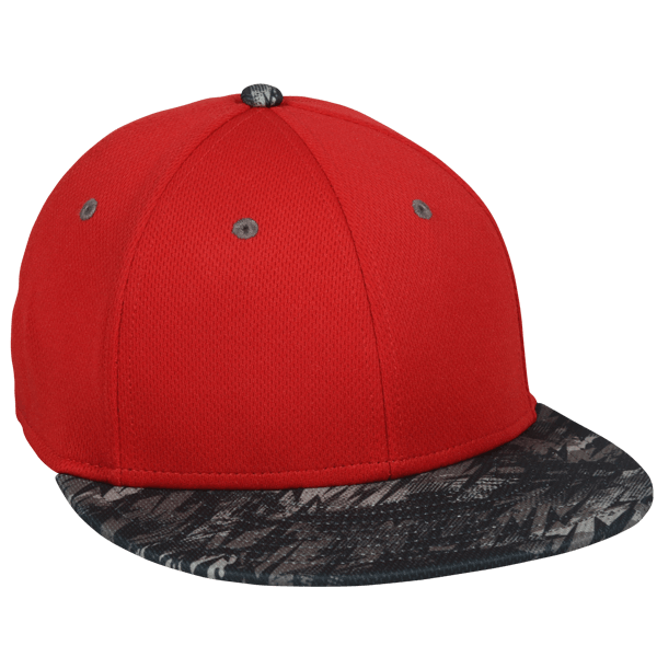 Protech Mesh Fitted Hat with Storm Pattern Red/Storm / S/M