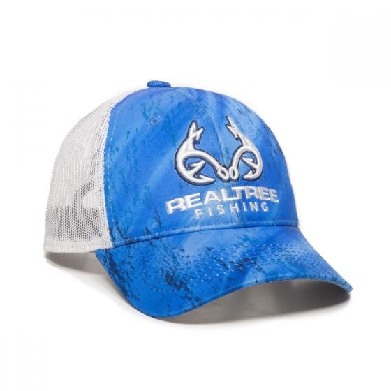 RealTree Fishing Cap Hat Royal Blue Barbed Fishhook Rack Patch