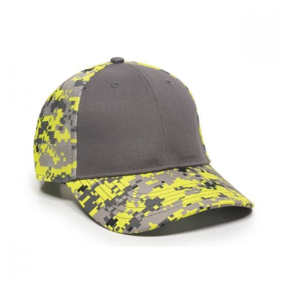 Hunting Mesh Back Baseball Cap with Adjustable Closure, Realtree Logo,  Grey/Neon Yellow