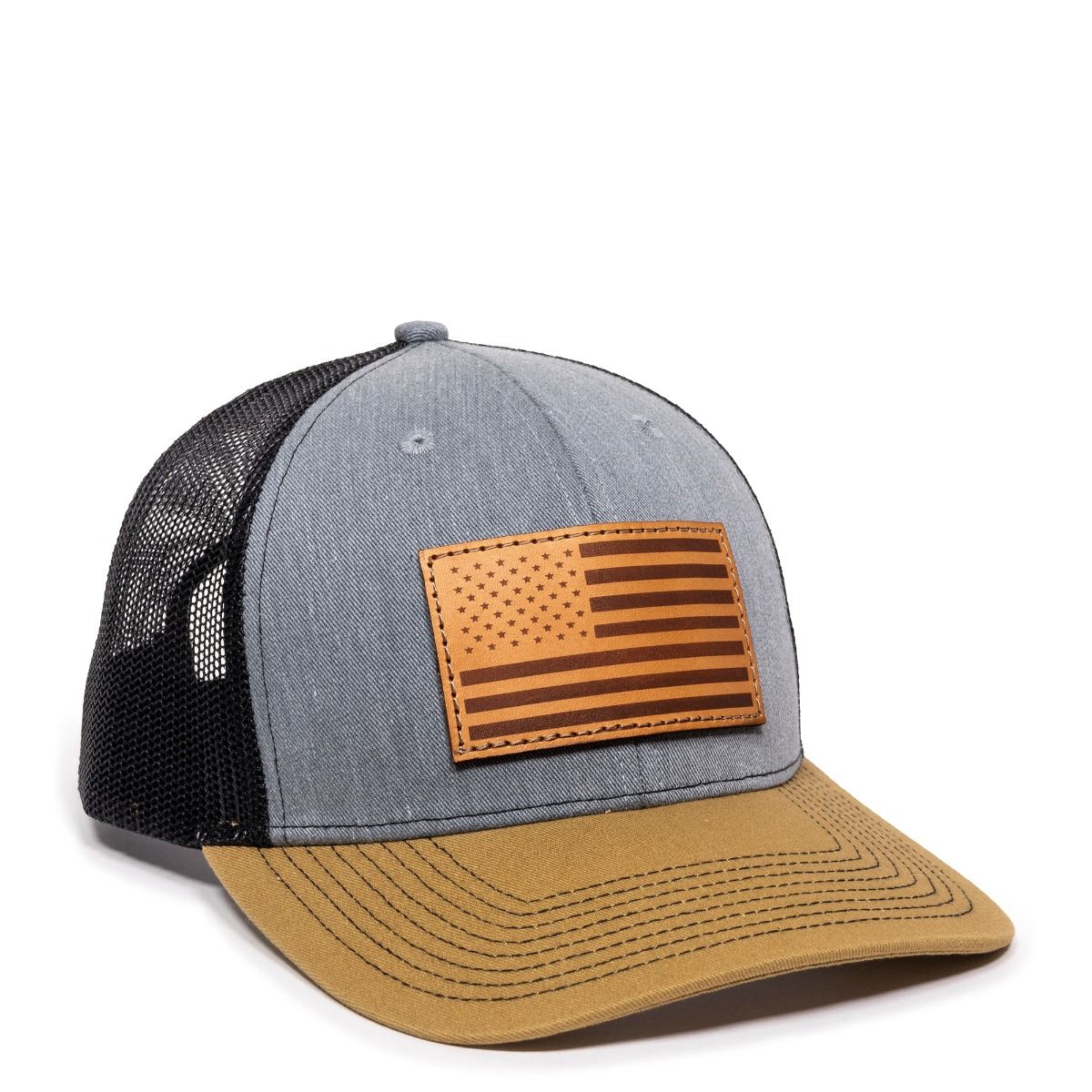 USA Leather Patch Mesh Back Hat - Mesh Hats Caps -Sport-Smart.com