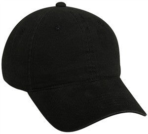 Black brushed cotton twill blank baseball hat