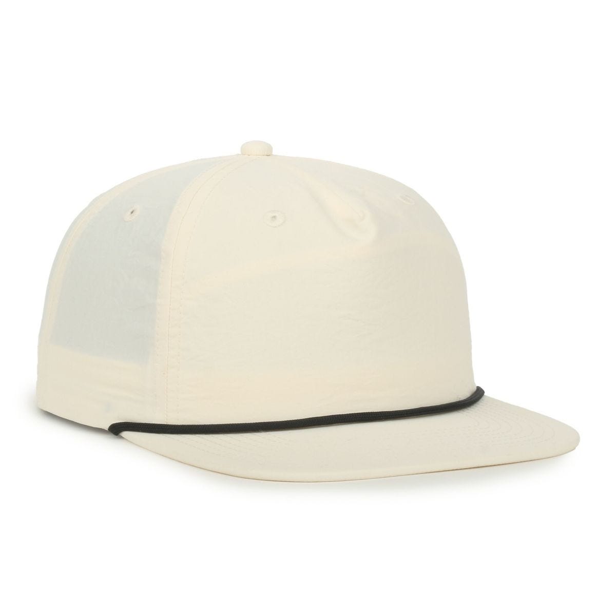 5-Panel High-Crown Cord Cap in Cream/Black Cord