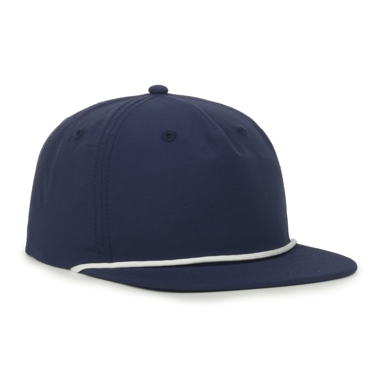 5-Panel High-Crown Cord Cap in Navy/White Cord