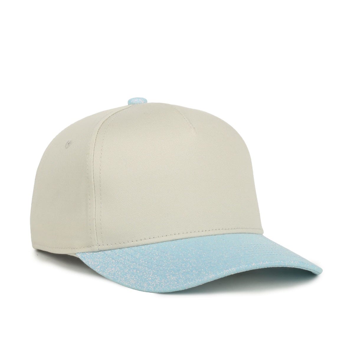 Ladies 5-Panel Glitter Visor Cap in Ivory/Frost