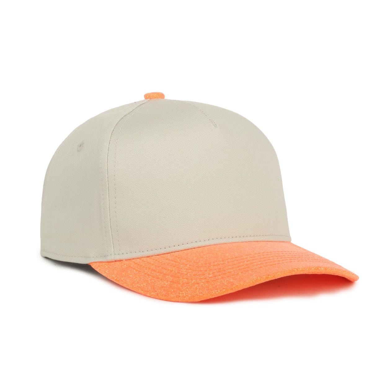 Ladies 5-Panel Glitter Visor Cap in Ivory/Sherbet