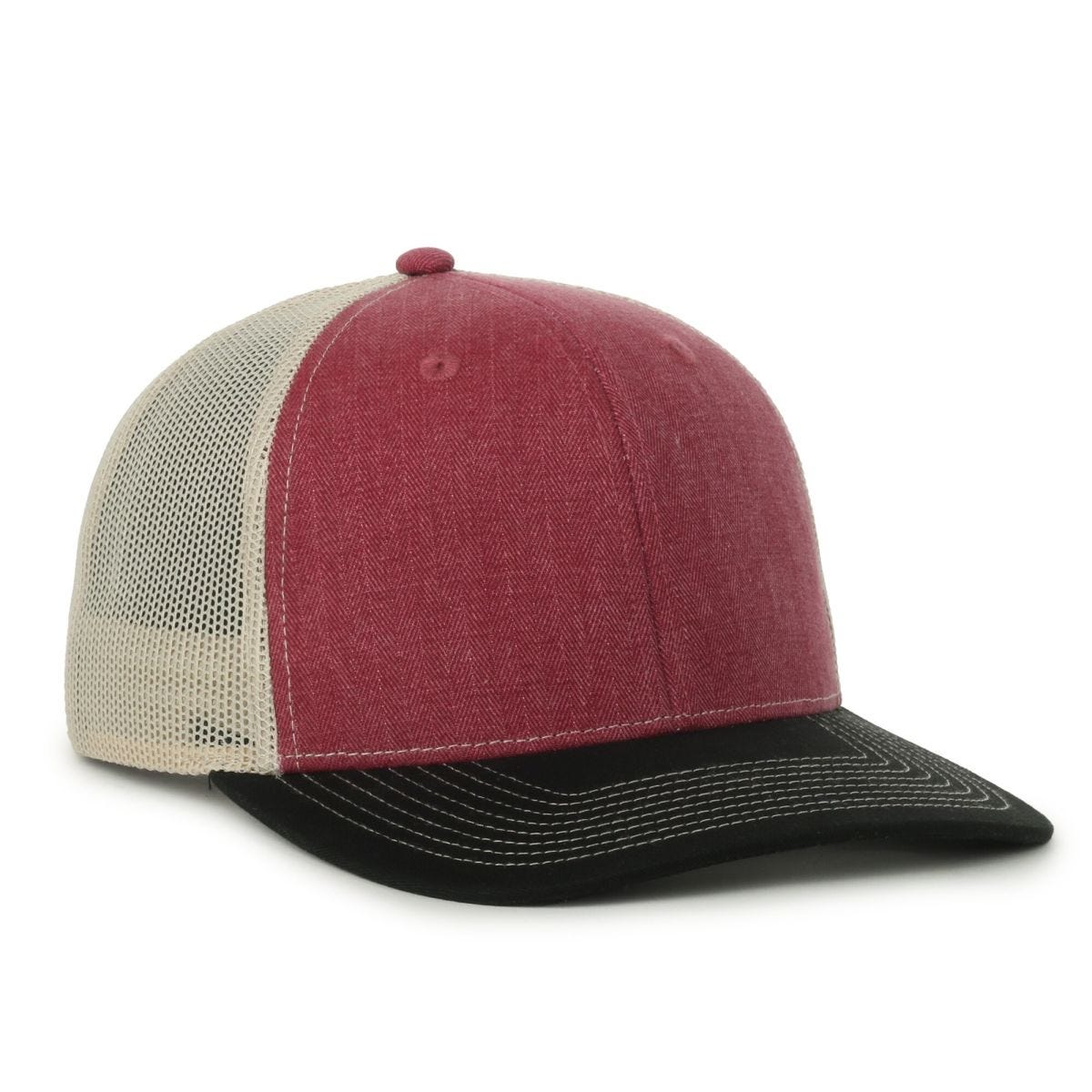 Ultimate Trucker Cap - Herringbone Maroon/Putty/Black