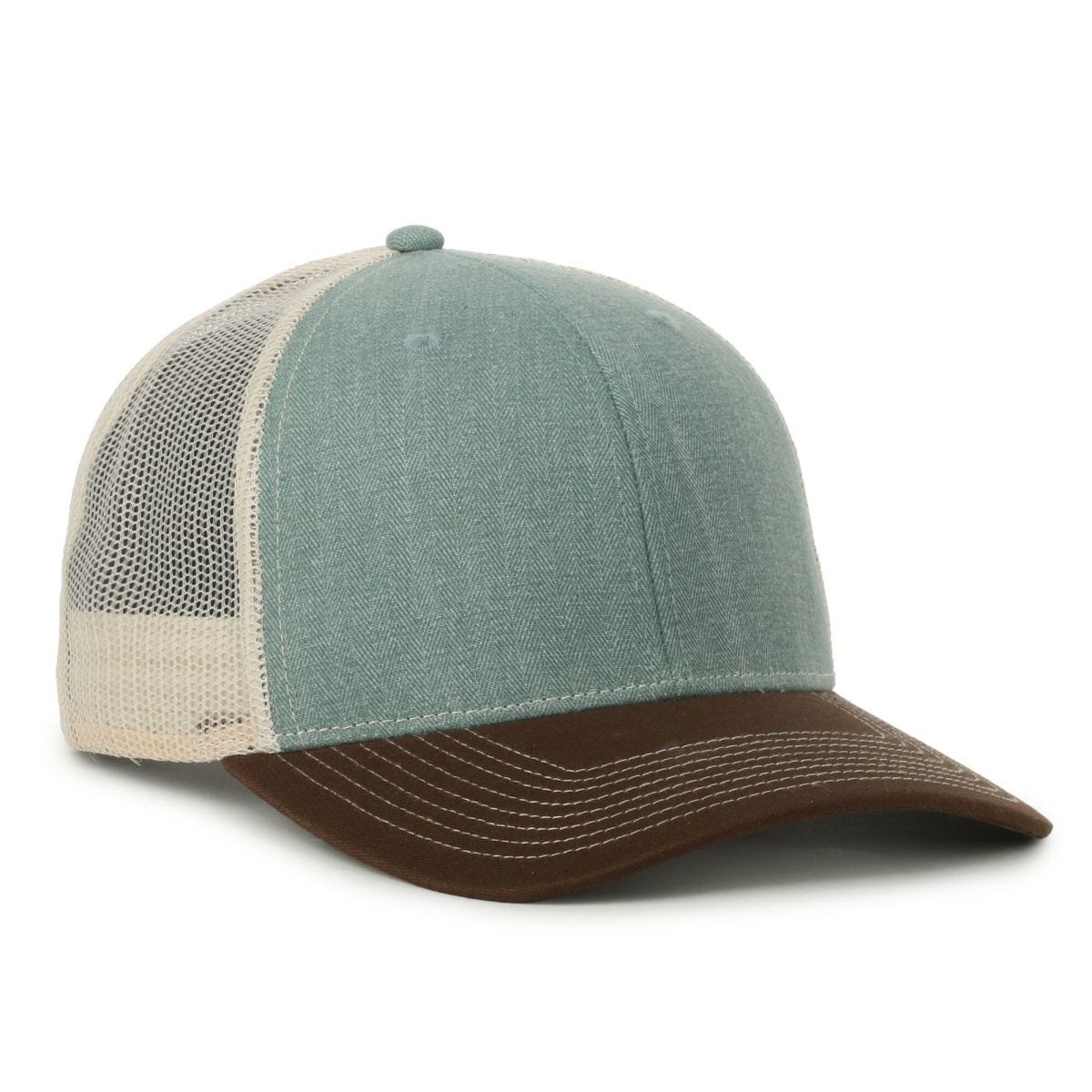 Ultimate Trucker Cap - Herringbone Ocean/Putty/Brown