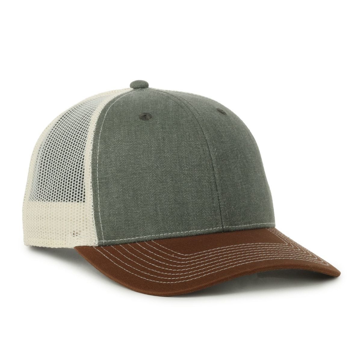 Ultimate Trucker Cap - Herringbone Olive/Putty/Light Brown