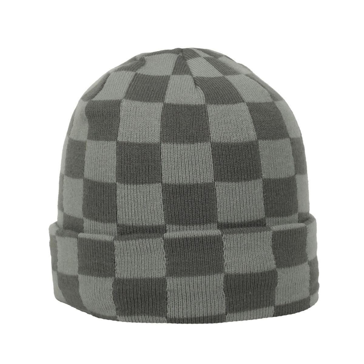 Acrylic Knit Cuffed Watch Cap in Grey
