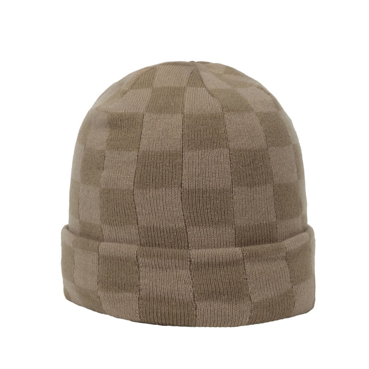 Acrylic Knit Cuffed Watch Cap in Khaki