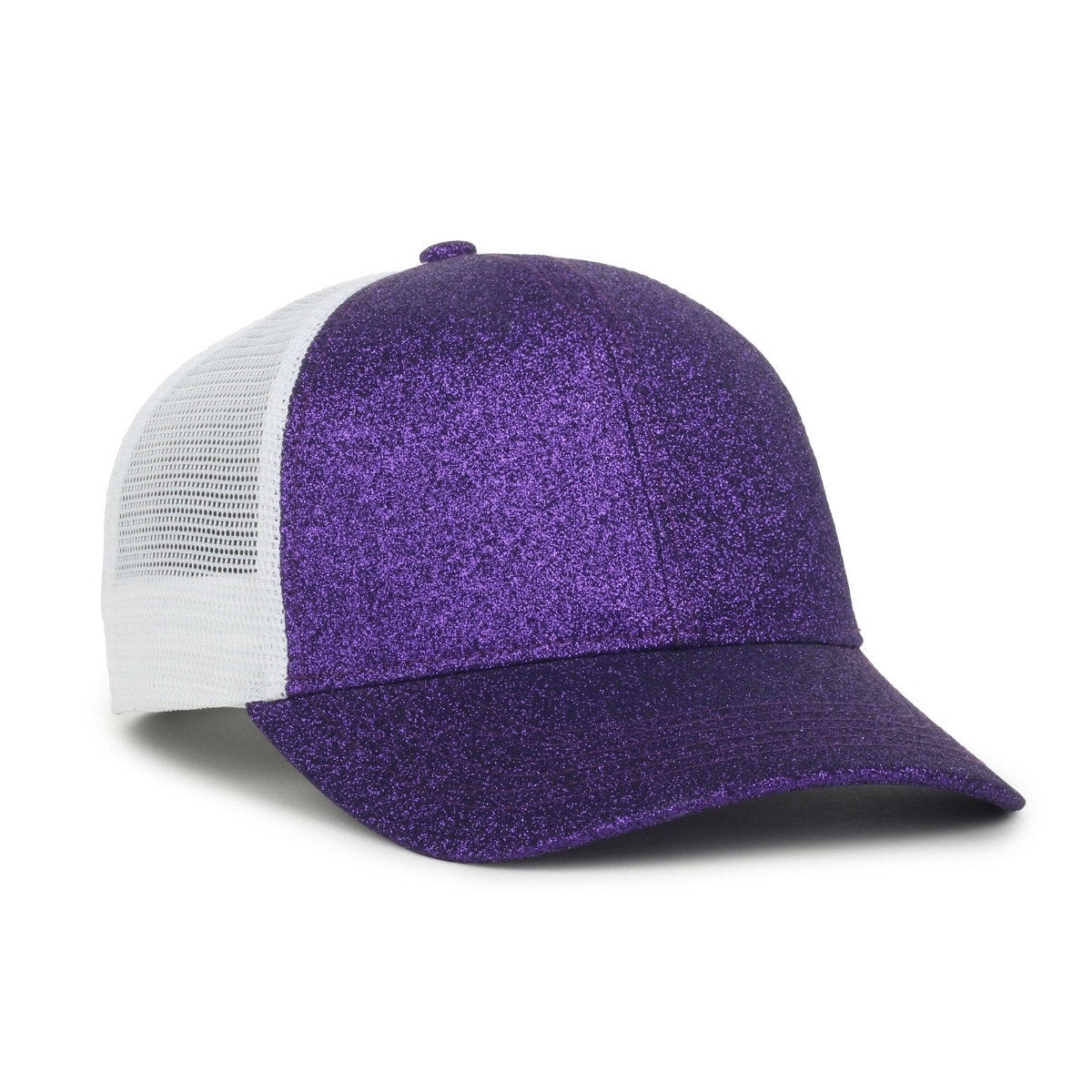Ladies Fit Glitter Fabric Cap - Amethyst/White - OCGLTR