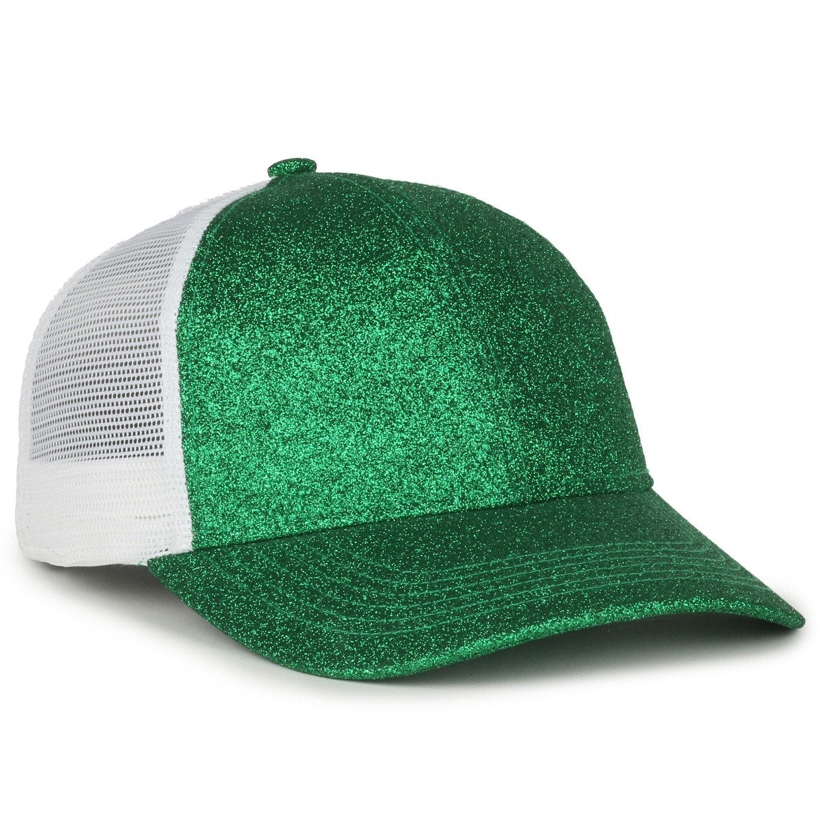 Ladies Fit Glitter Fabric Cap - Emerald/White - OCGLTR