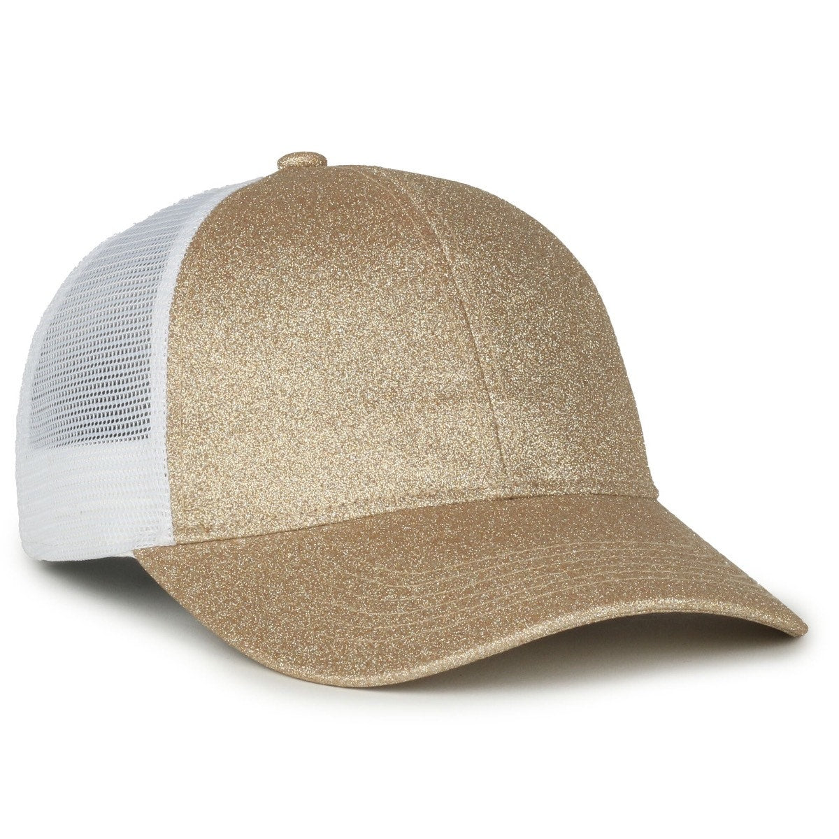 Ladies Fit Glitter Fabric Cap - Gold/White - OCGLTR