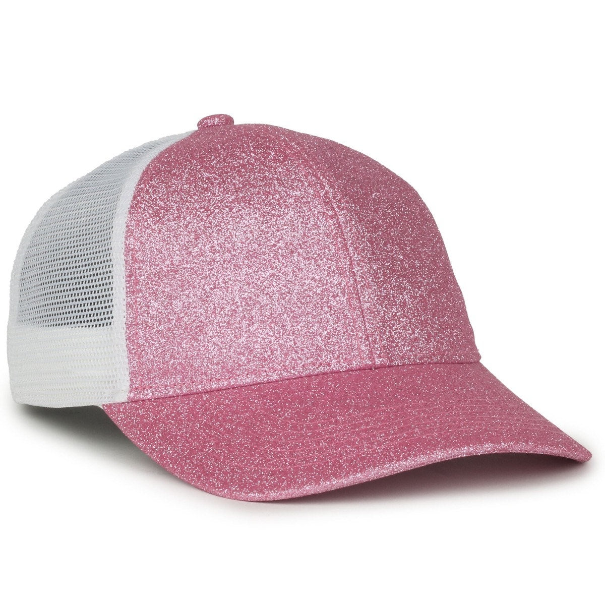 Ladies Fit Glitter Fabric Cap - Hibiscus/White - OCGLTR