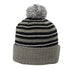 Removable-Pom Watch Cap in Black/Grey/White