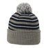 Removable-Pom Watch Cap in Navy/Grey/White