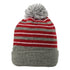Removable-Pom Watch Cap in Cardinal/Grey/White