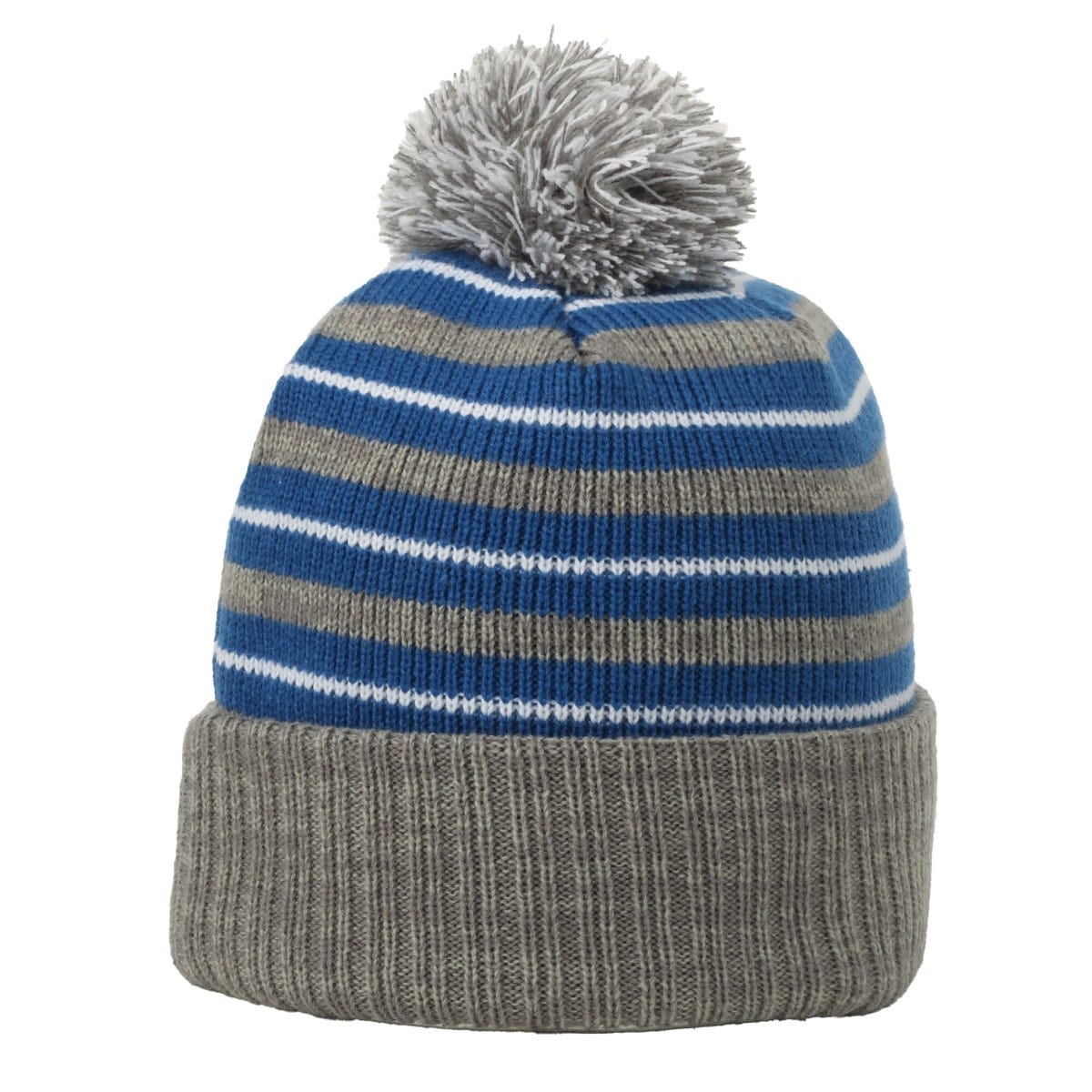 Removable-Pom Watch Cap in Royal/Grey/White