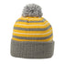 Removable-Pom Watch Cap in Yellow/Grey/White