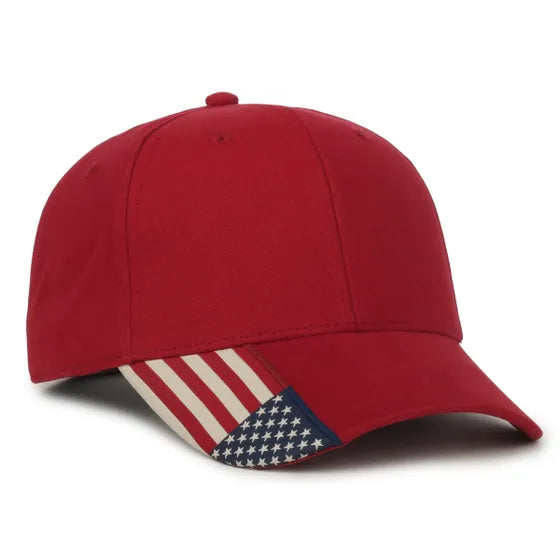 Brushed Twill Hat with Flag Visor
