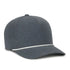High Crown Performance Cap – Heathered Slate with White Cord, Mesh Back, UPF 50+