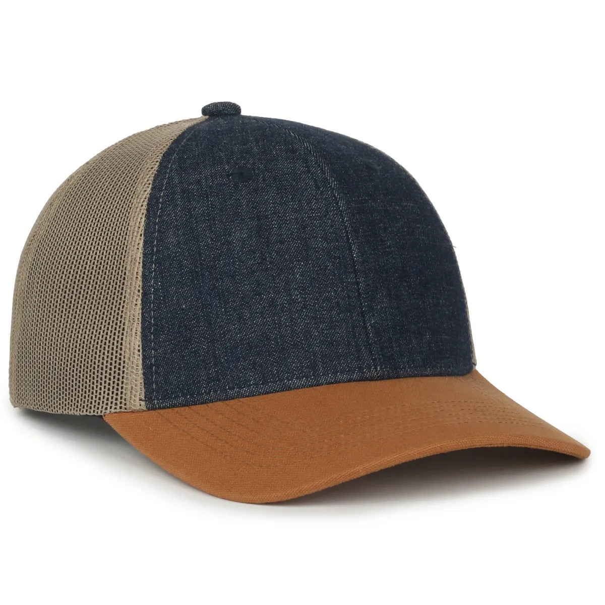 Denim Trucker With Canvas Visor Hat