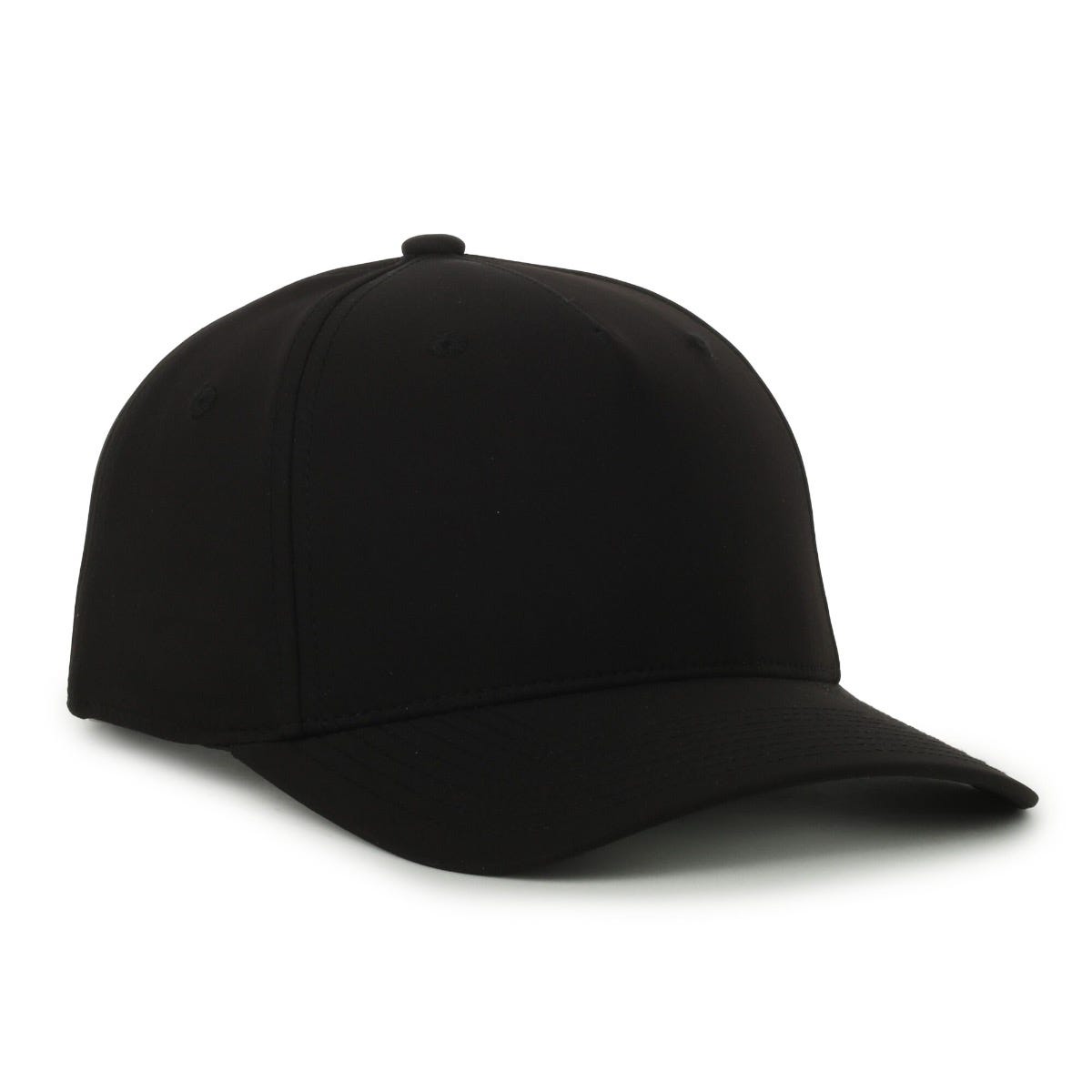 Flex 5-Panel Adjustable Solid-Back Cap - Black
