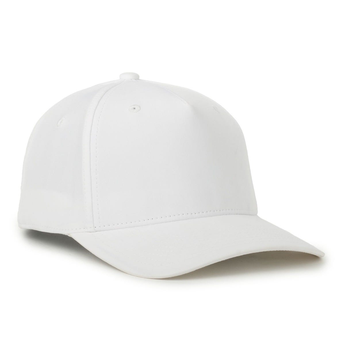 Flex 5-Panel Adjustable Solid-Back Cap - White