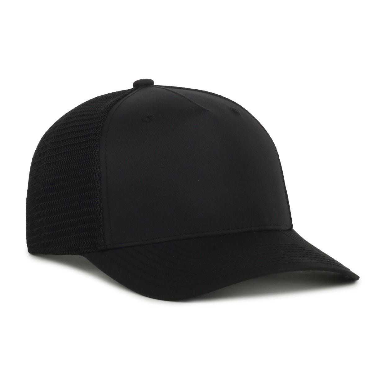 Flex Recycled 5-Panel Adjustable Mesh-Back Cap - Black/Black