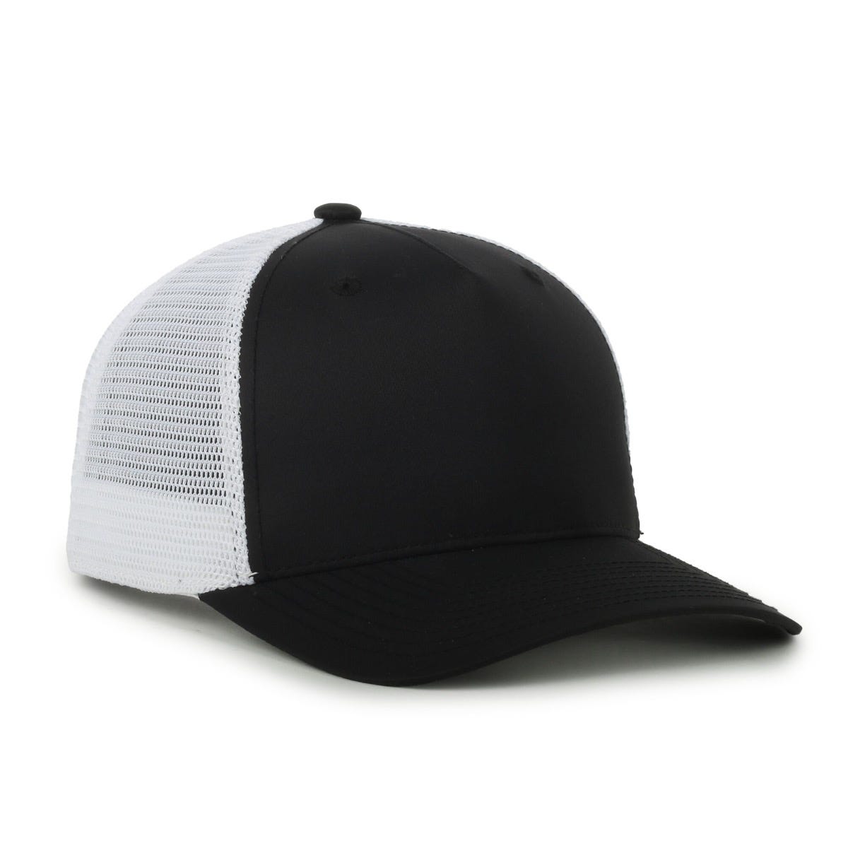Flex Recycled 5-Panel Adjustable Mesh-Back Cap - Black/White