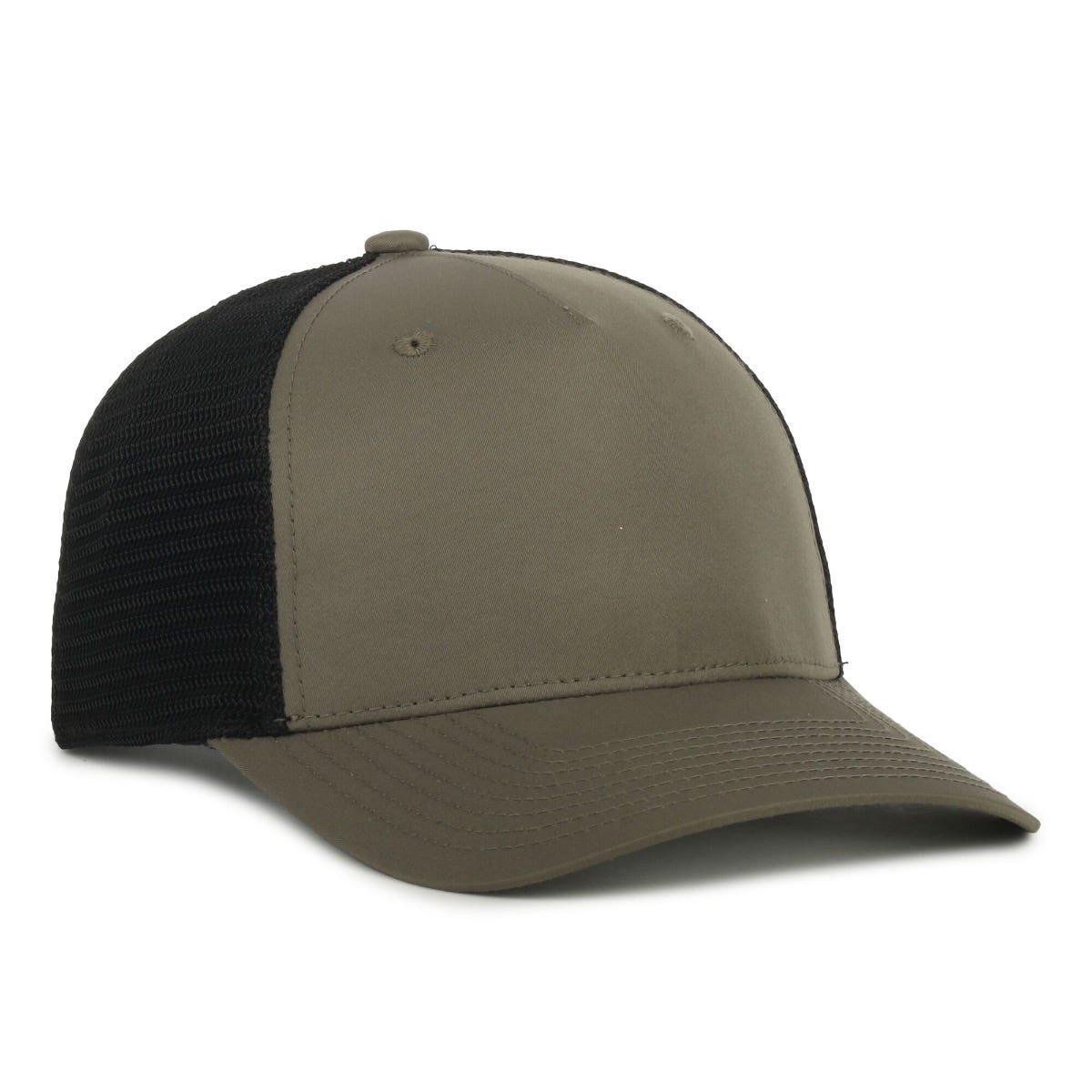 Flex Recycled 5-Panel Adjustable Mesh-Back Cap - Olive/Black