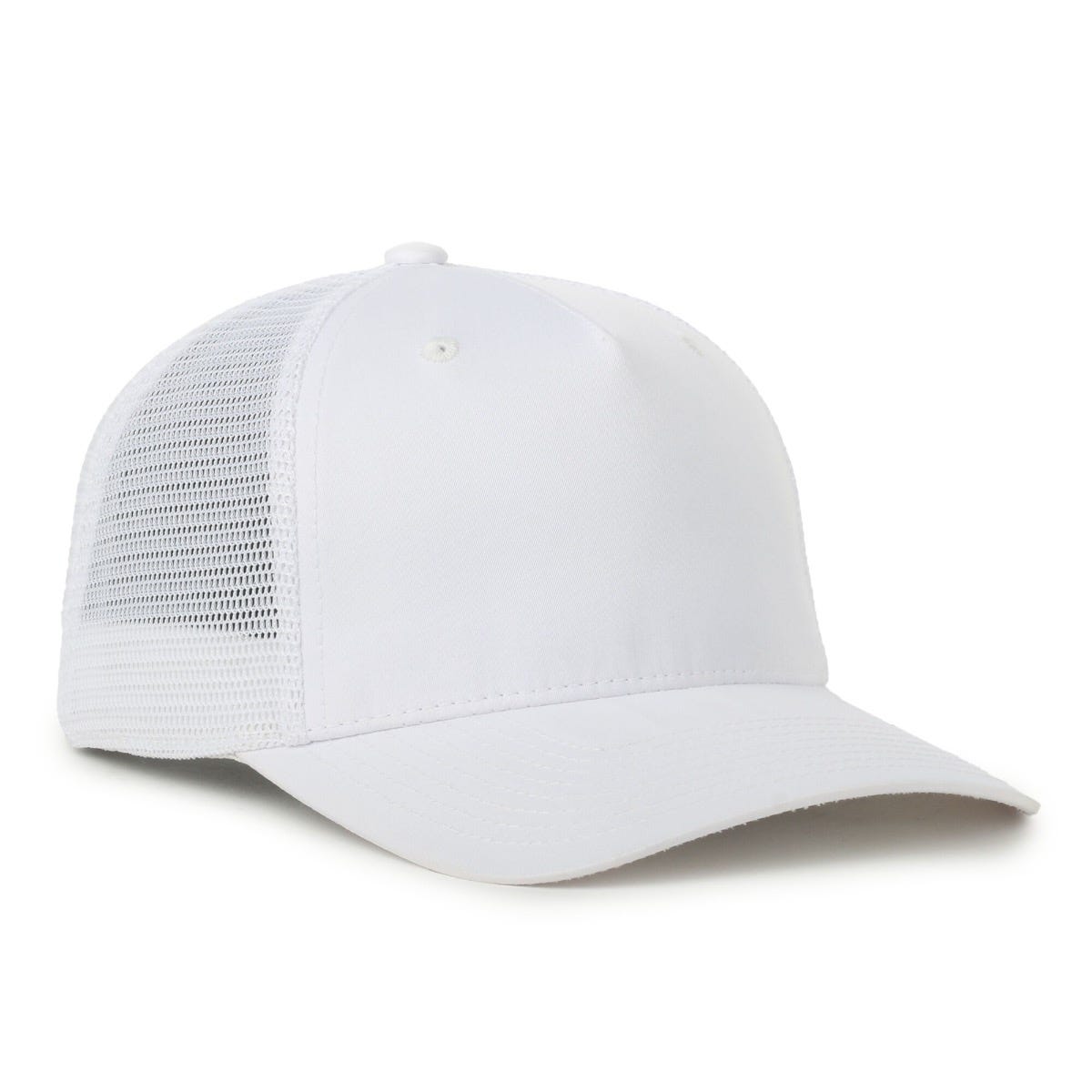 Flex Recycled 5-Panel Adjustable Mesh-Back Cap - White/White