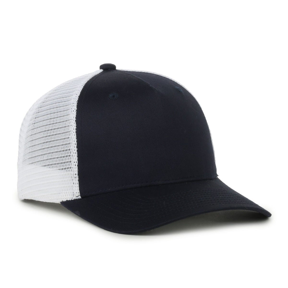 Flex 5-Panel Adjustable Mesh-Back Cap - Navy/White