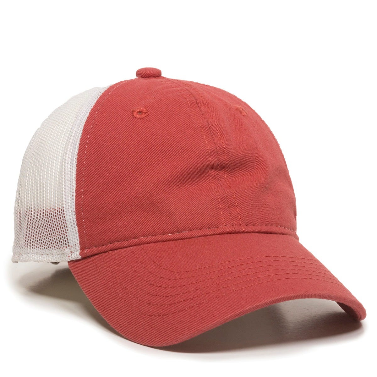 Platinum Series Heavy Cotton Front Mesh Back Cap - Nantucket Red/White - FWT-130