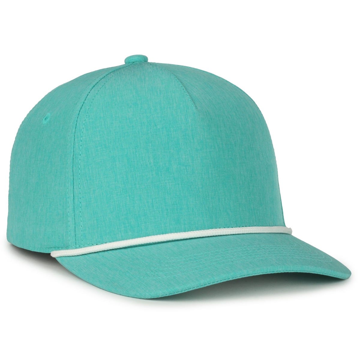 Performance 5-Panel Rope Cap - Heathered Teal/White Cord - OC550PF