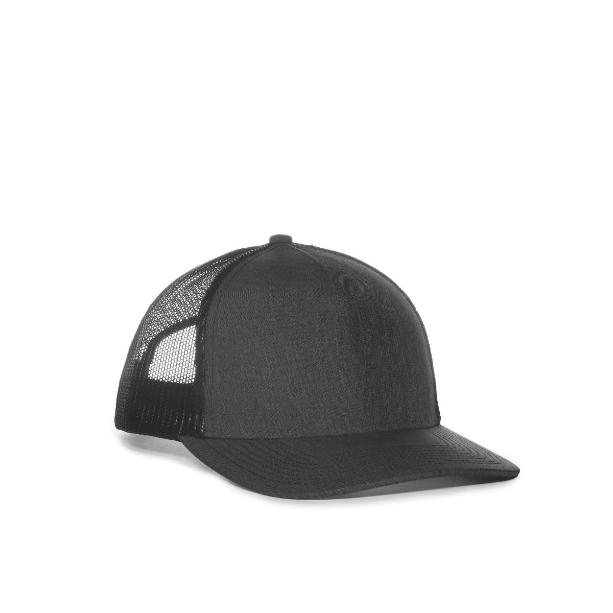 5 Panel Premium Trucker Hat - LN Heathered Charcoal/Black - OC571