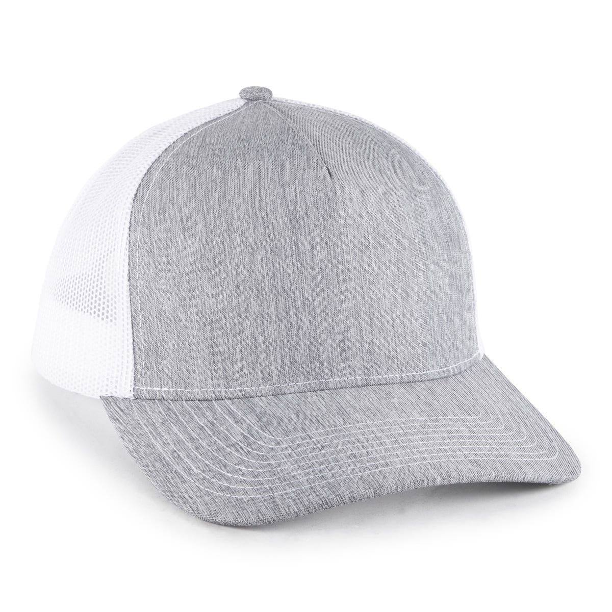 5 Panel Premium Trucker Hat - LN Heathered Grey/White - OC571