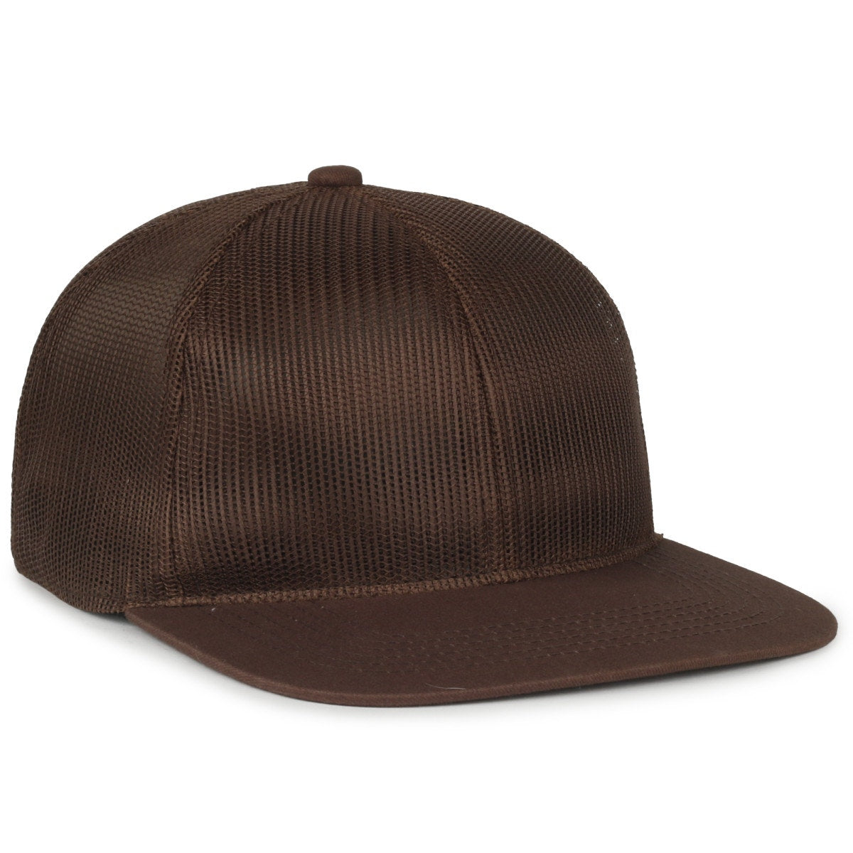 Full Mesh Flat Bill Trucker Hat - Brown - OC604M