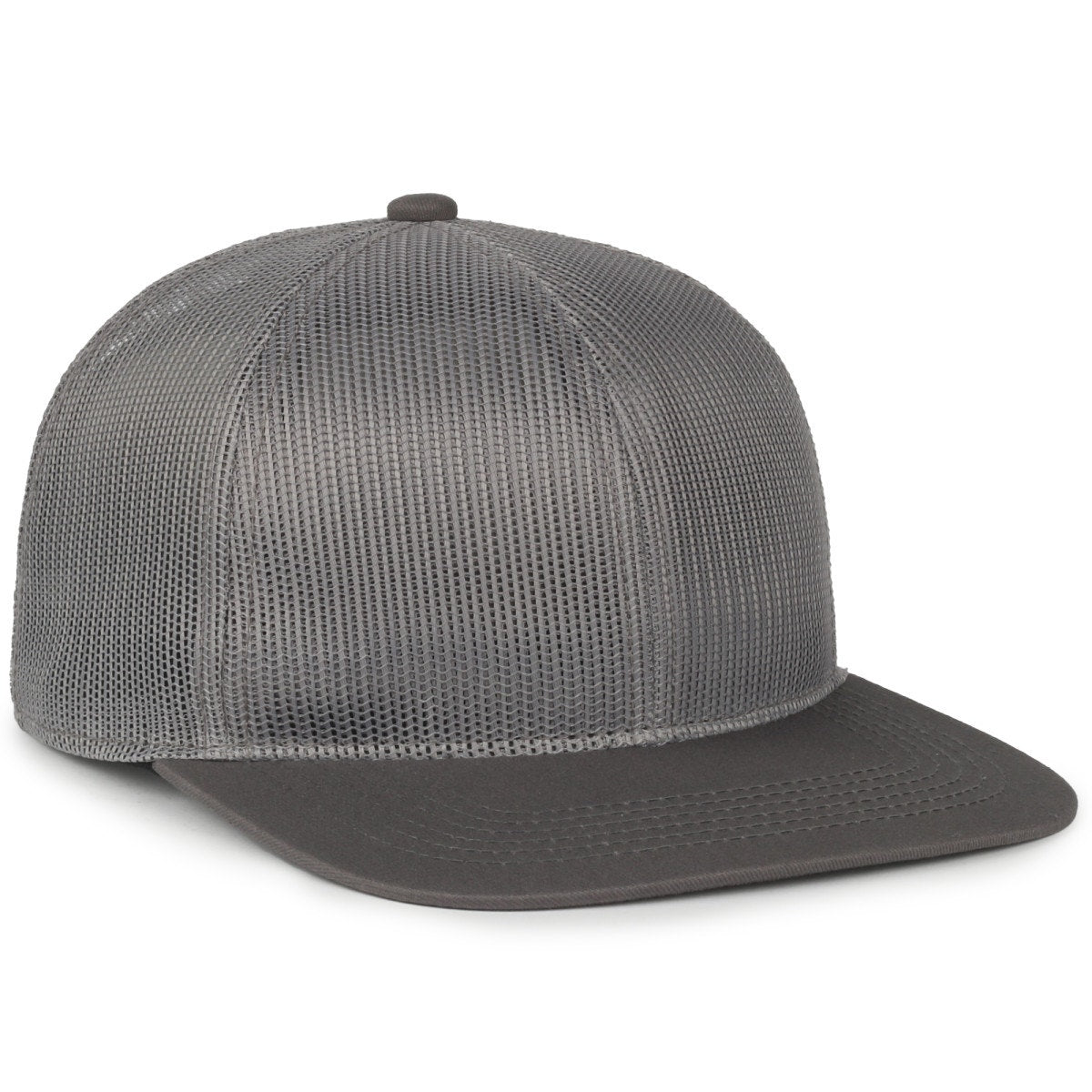 Full Mesh Flat Bill Trucker Hat - Grey - OC604M