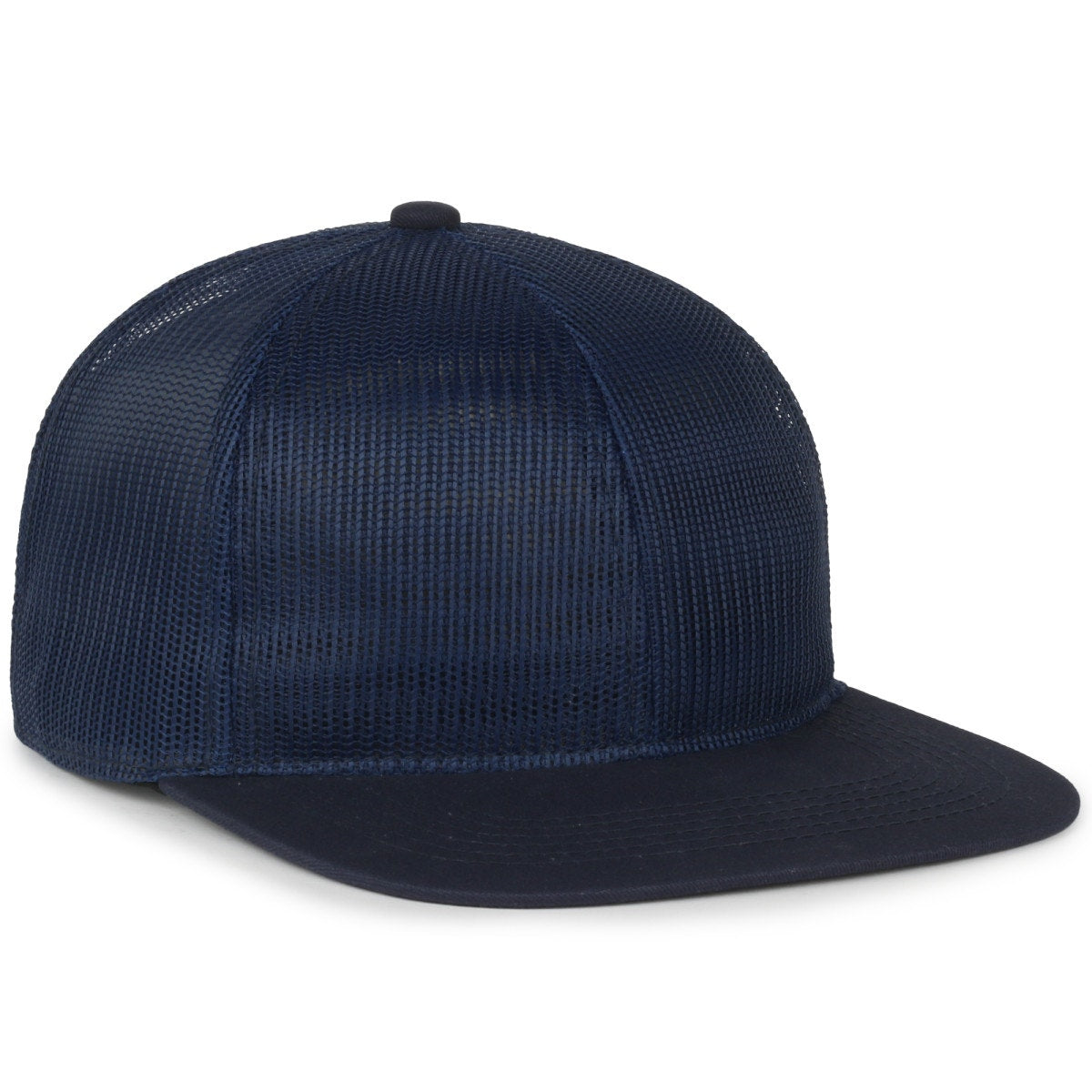 Full Mesh Flat Bill Trucker Hat - Navy - OC604M