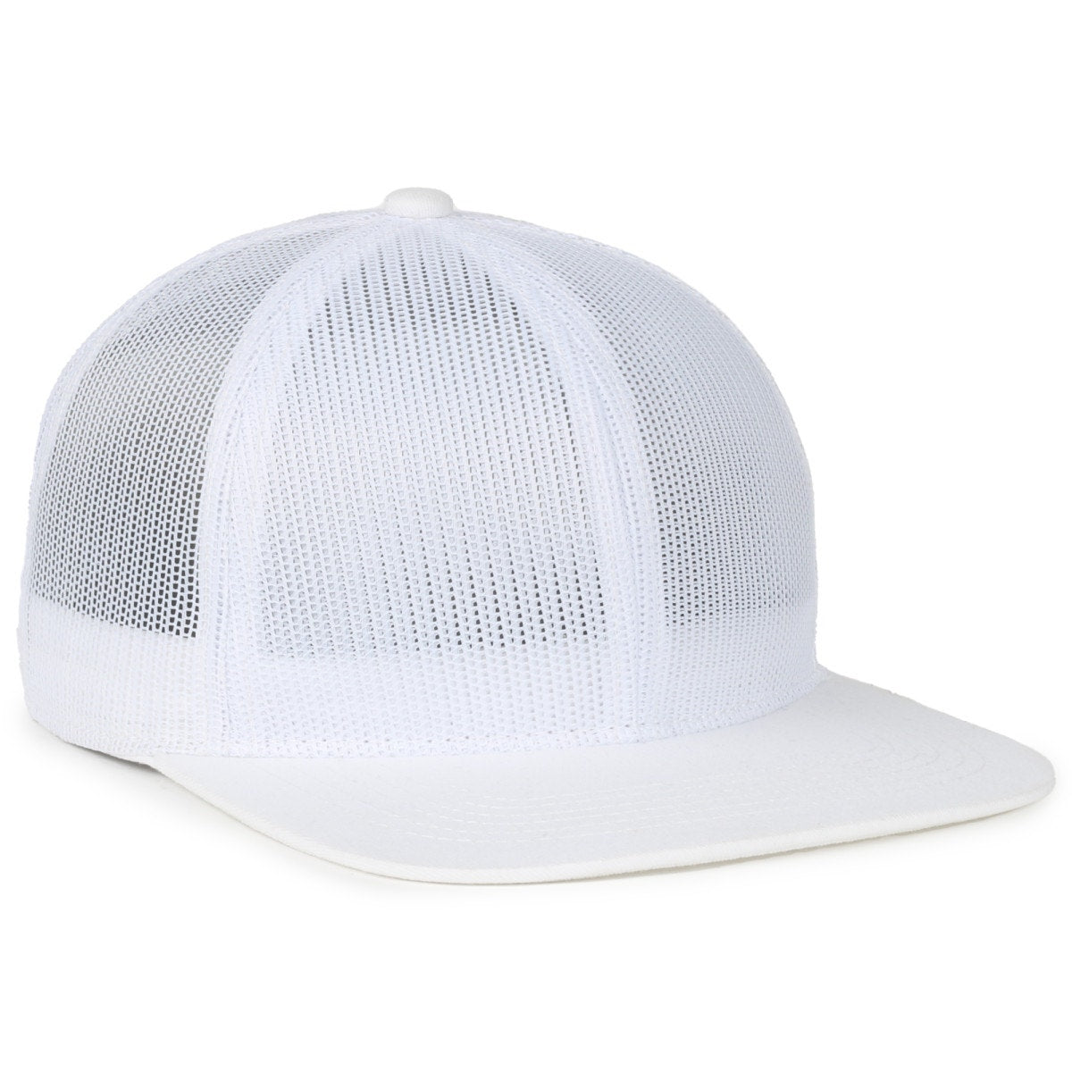 Full Mesh Flat Bill Trucker Hat - White - OC604M
