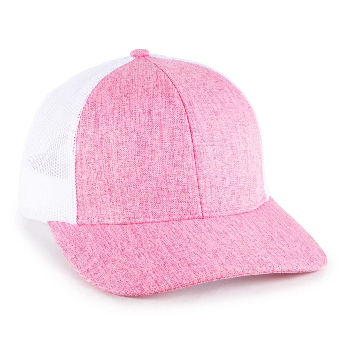 Ladies Premium Trucker Hat — Heathered Pink/White