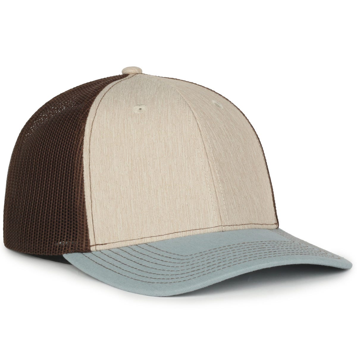 Ultimate Trucker Cap - Heathered Stone/Brown/Ln Ocean Blue