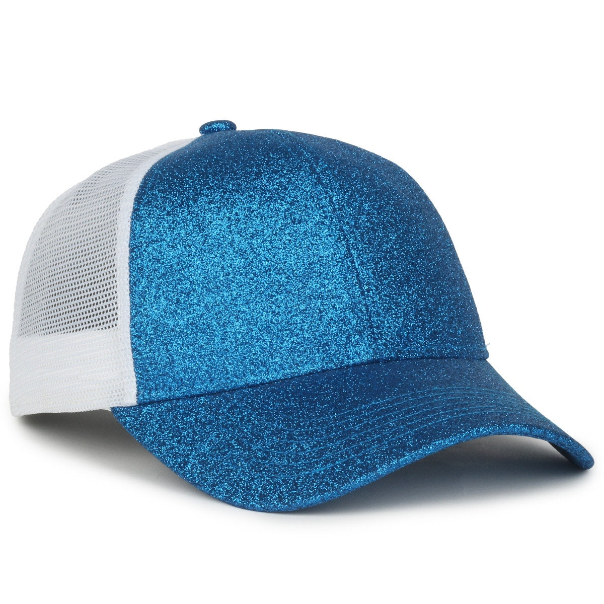 Ladies Fit Glitter Fabric Cap - Sapphire/White - OCGLTR