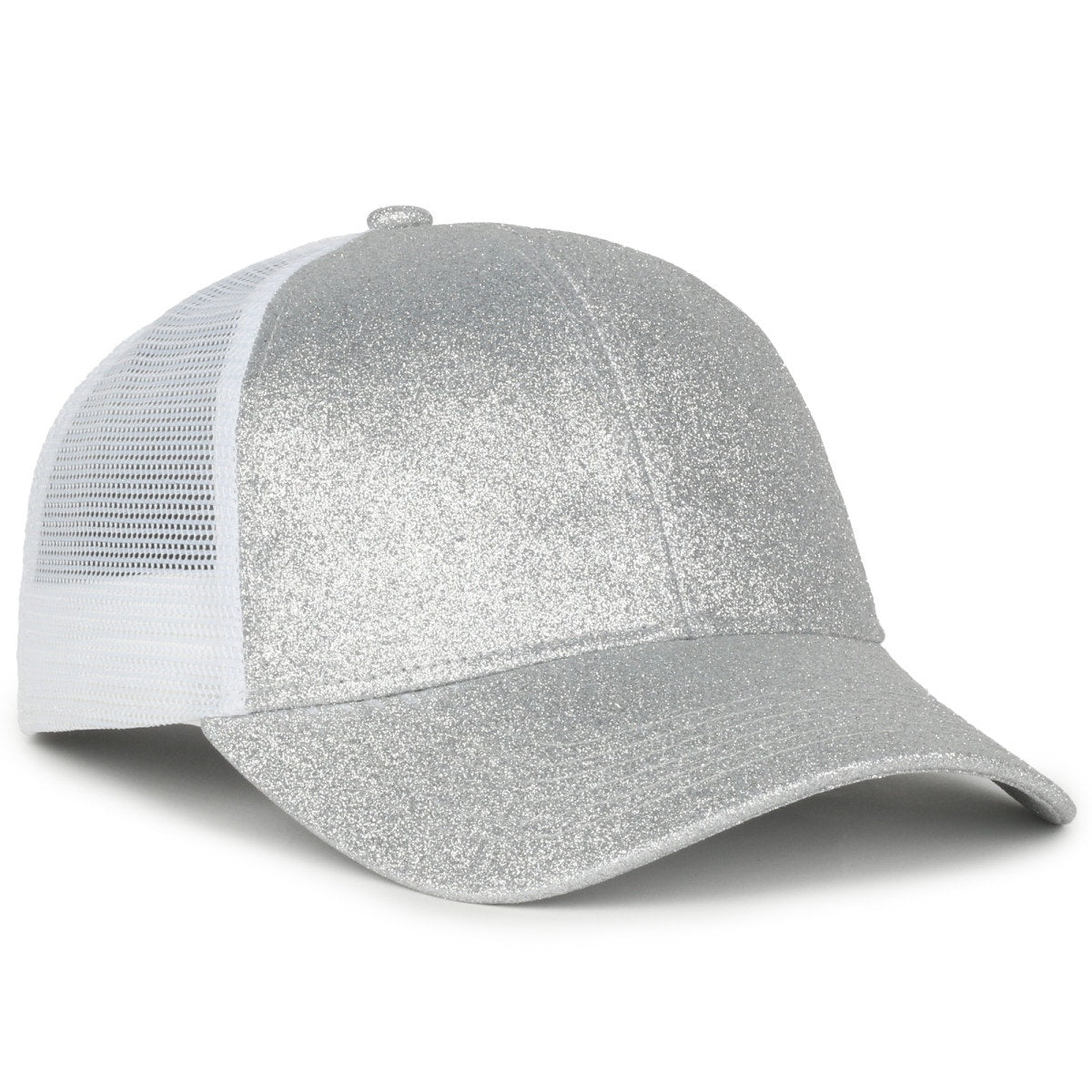 Ladies Fit Glitter Fabric Cap - Silver/White - OCGLTR