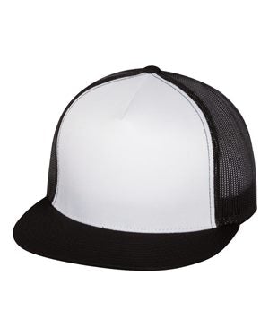 Yupoong 6006W adult Classic Trucker with White Front Panel Cap Black/ Wht / Blk