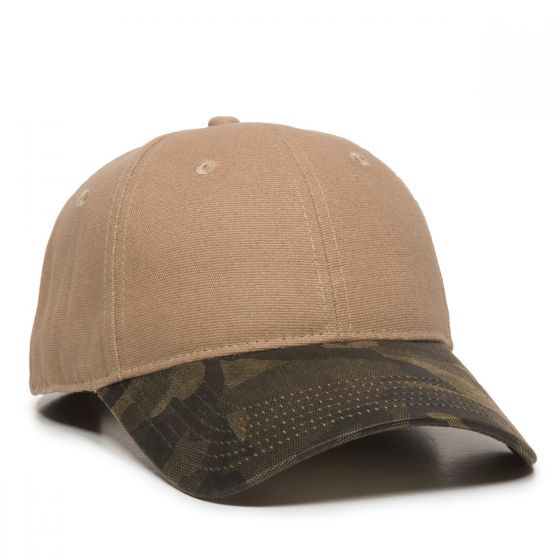 Canvas Hat with Etched Camo Weathered Visor - Sport-Smart.com