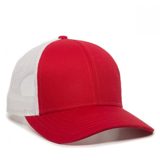 R6 Red & White LV Mesh Back Trucker Hat Baseball Cap Men's  Adjustable