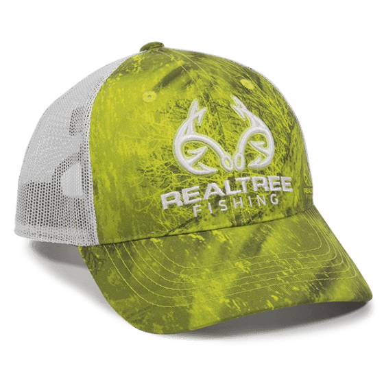 Realtree Fishing Mesh Back Hat Dark Lime/White